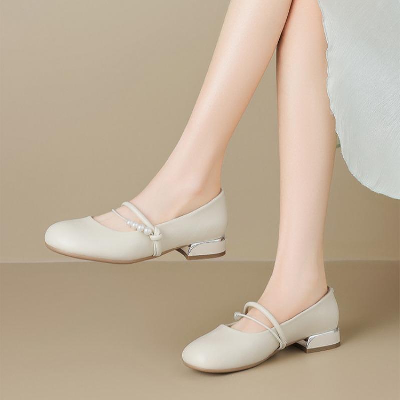 Søte Retro Mary Jane Sko Grunne Sko Franske Dame Sko Temperament Allsidige Små Lærsko
