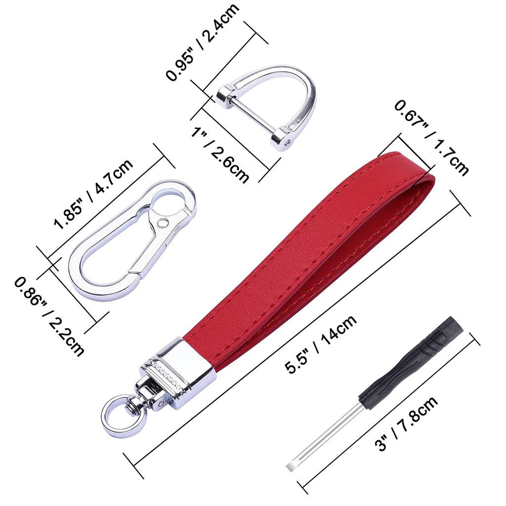 Wisdompro Car Key Chain, Genuine Leather, Car Key Chain, Lost Prevention, Smart Key Universal Type, Stylish, Unisex (Red)