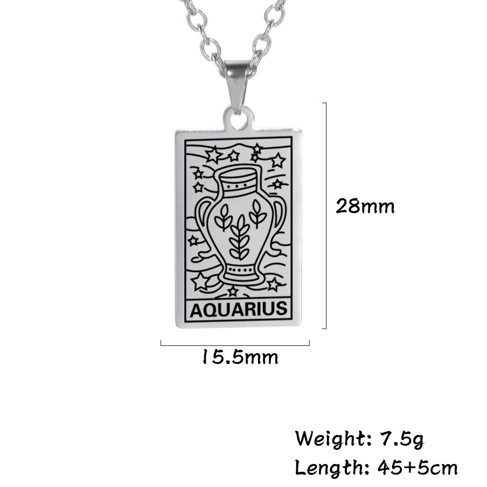 LIKGREAT 12 Constellation Necklace for Women Men Zodiac Sign Neckchain Vintage Stainless Steel Jewelry Amulet Gifts