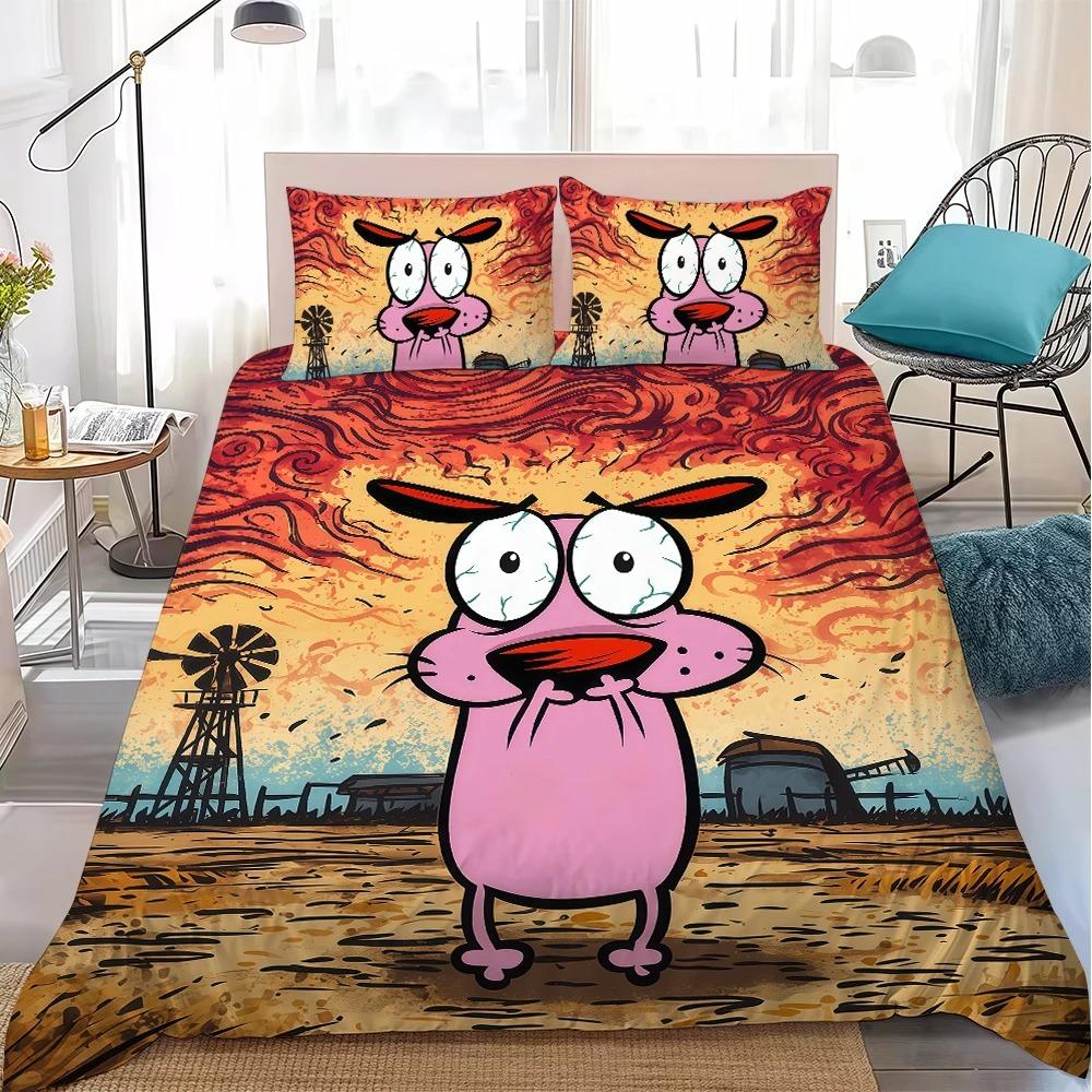 Duvet Cover Pillowcase C-Courage the Cowardly Dog Bedding Set Adult Boy Girl 2/3piece set Bedroom Decoration Single Double Size