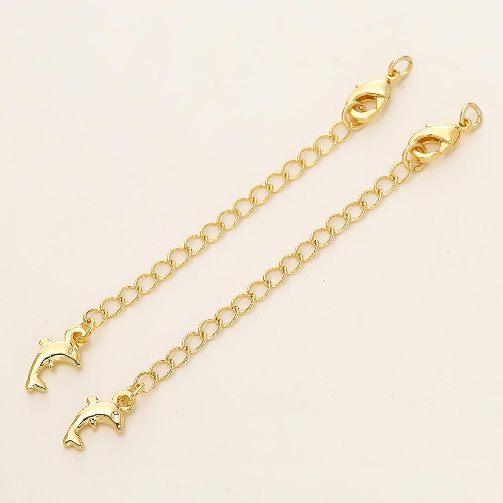 5/10pcs/Pack 14/18K Gold Color Plated Brass Various Extension Chain With Lobster Clasps for DIY Necklace Jewelry Making Findings