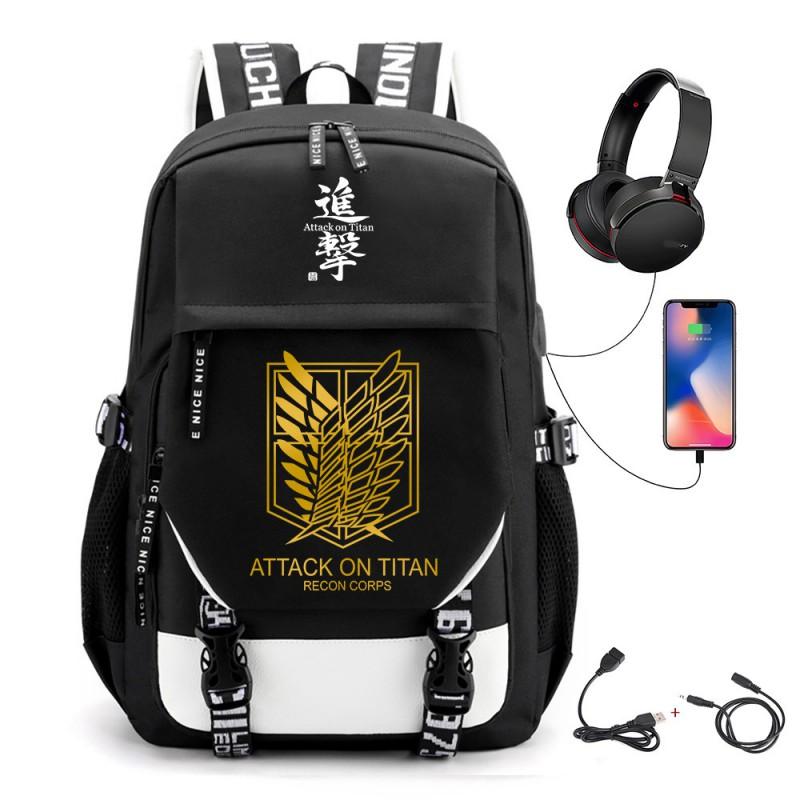 Anime-Inspired Canvas Backpack Students Travelers With USB Charging Port Breathable Padded Straps Unisex School Bag