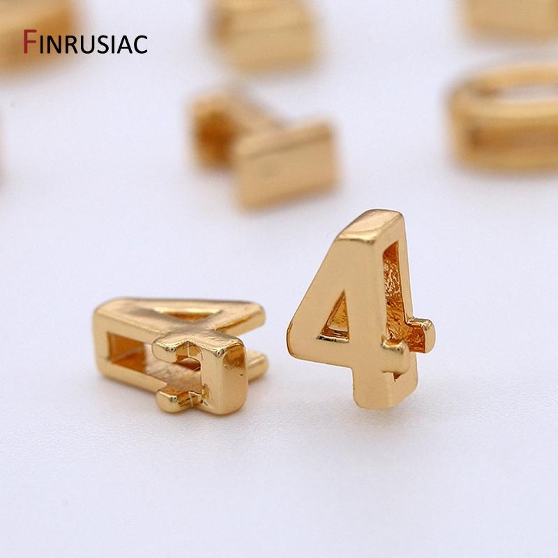 Simple Number 0-9 Number Beads Pendant For Beaded Bracelet Jewelry Making, Gold Plated Handmade DIY Beads Jewelry Accessories