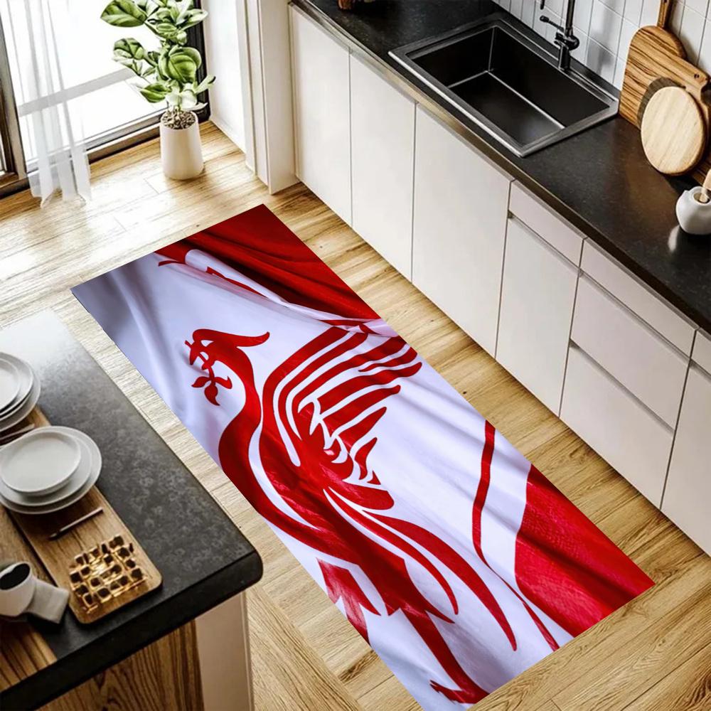 Liverpool Football Club Küchenfußmatte Rutschfest Waschbar Weicher Teppich Fußmatte Geeignet für Schlafzimmer Wohnzimmer Küche und Badezimmer Heimdekoration