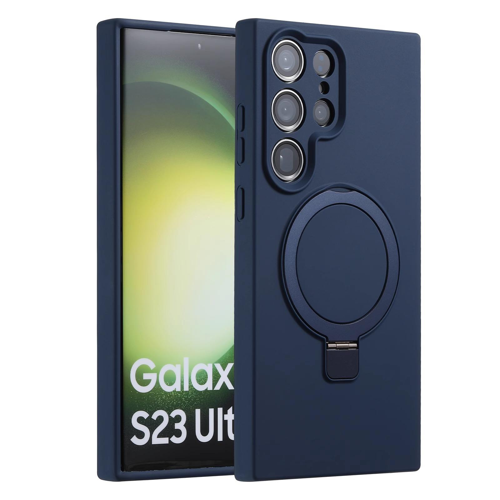 

Suitable for Samsung S25Edge Mobile Phone Case True Liquid Silicone S24Ultra Magnetic Suction Bracket Full Package Anti Fall Soft Sleeve 3 Samsung S23