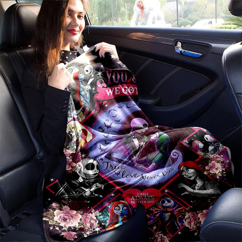 1pc. Cute Nightmare Before Christmas Jack & Sally Romantic Scene Blanket, Perfect for Home Decor, Gift Idea, Seasonal Use, Cozy Throw Blanke