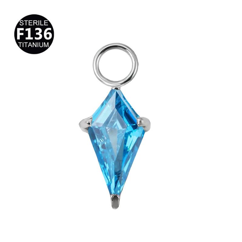 F136 Titanium Kite Cz Dangle Charm For Helix Cartilage Clicker Attachment Pendant Earlobe Piercing Jewelry