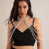 Metal Shoulder Tassels Costume Armband Elegant Shawl Pearl Body Chain  Party Decoration