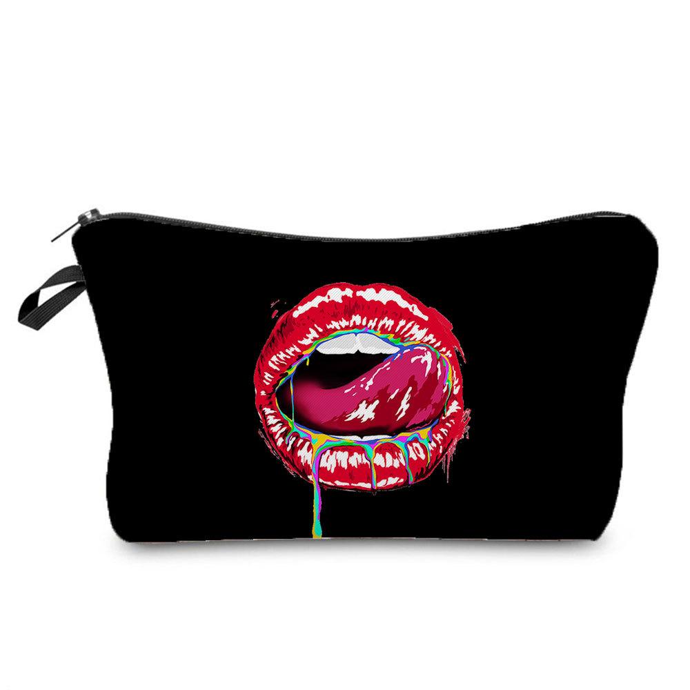 Women Lips Print Cosmetic Bag Toiletries Organize Travel Storage Case 6382