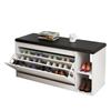 Shoe Storage Bench with Flip-Top Cabinet and Integrated Stool for Entryway