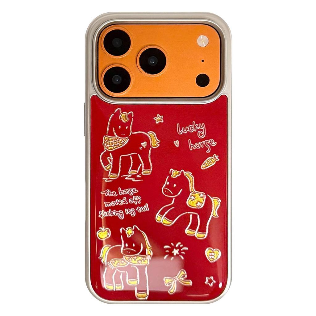 Red New Year Cartoon Horse iPhone 17 Pro Max Case