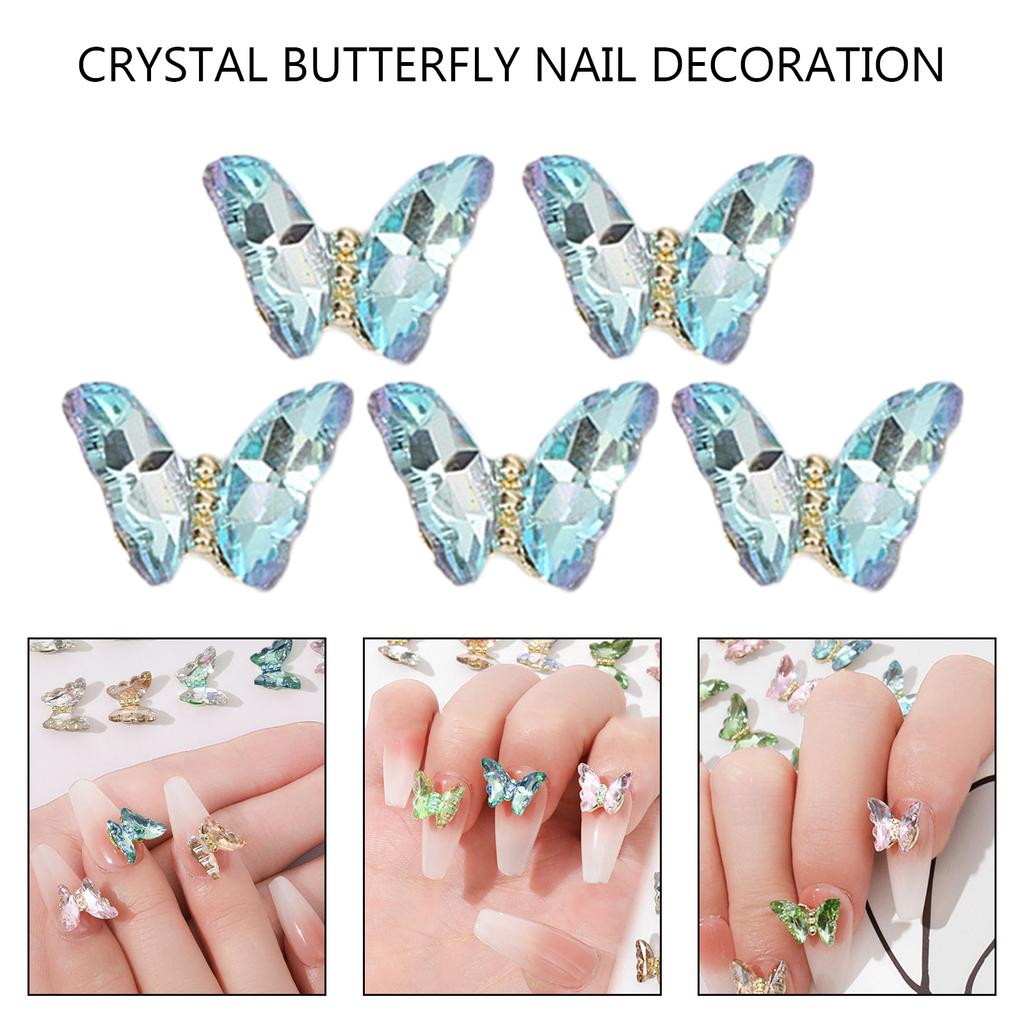 1Bag Butterfly Nail Rhinestones 3D Nail Charms Fashionable Nail Craft Accessories Embellishment for DIY Decoration