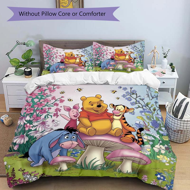 Winnie Pooh Friends Print 3Pcs Bedding Setduvet Cover With 2 Bedropillowcase Home Birthday Gift
