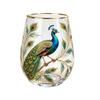 Glass Tea Cup with Peacock Print Decorative Cups for Garden Glass Tea Cups Drinking Cups for Garden