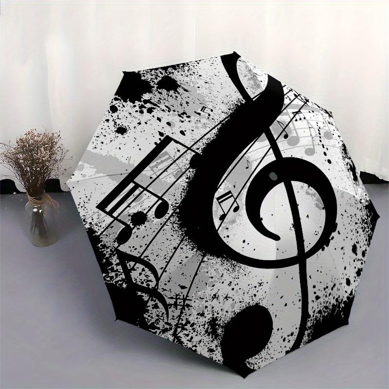 Music Note, Treble Clef-themed, Eight-ribbed, Self-folding Umbrella Is Suitable for Everyday Outdoor Use and Is An Ideal Gift for Friends an