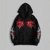 Y2K Mens Zipper Hoodies Retro Punk Digital Printed Casual Hoodies Gothic Couple Hooded Sweatshirt Hip Hop Hoody Streetwear