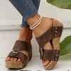Women Wedge Sandals 2026 Summer Platform Sandals Rubber Sole Buckle Peep Toe Elegant Shoes For Woman Beach Sandalias De Mujer