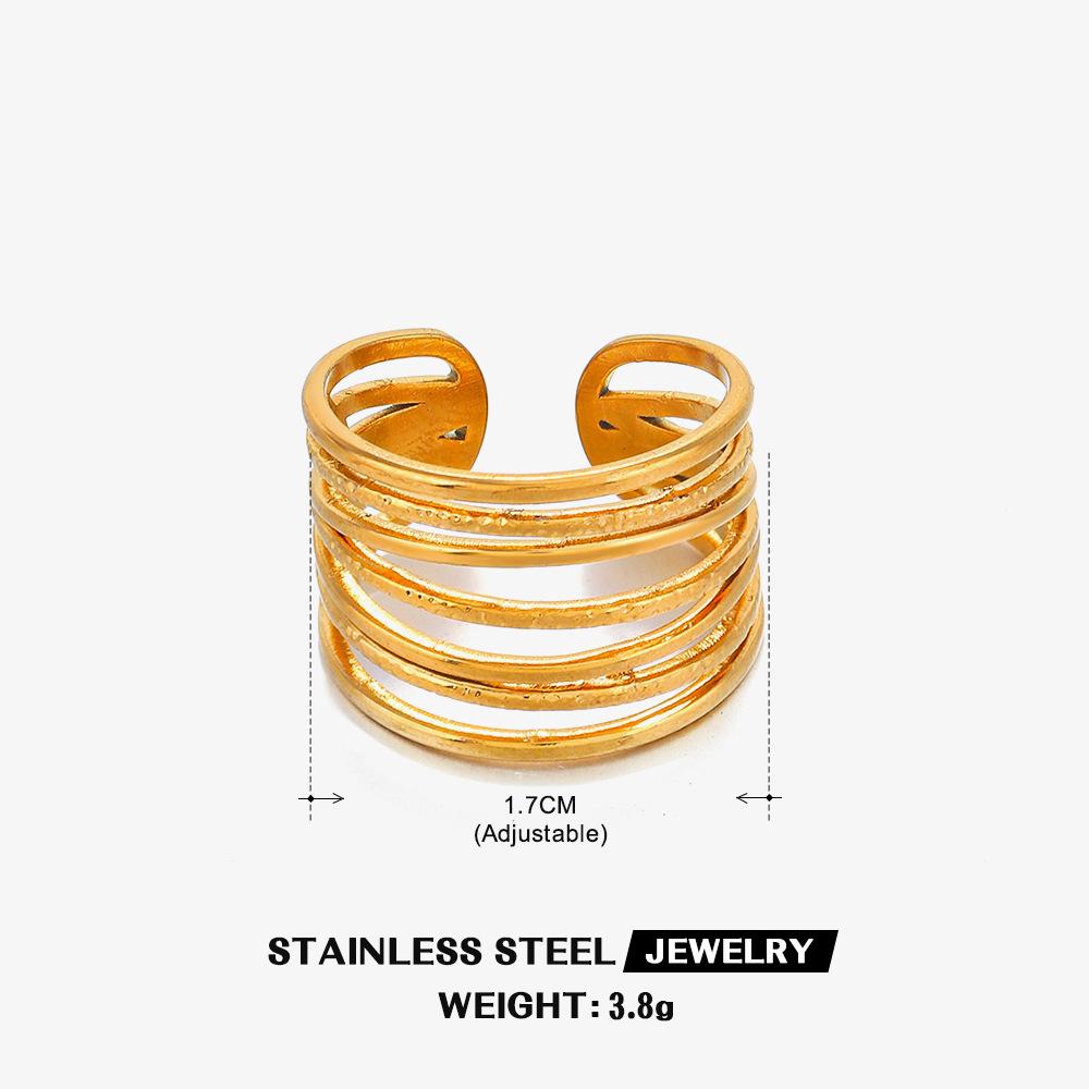 LATS Multiple Styles Stainless Steel Geometric Texture Wide Rings for Women Men Irregular Gold Wedding Ring Punk Jewelry