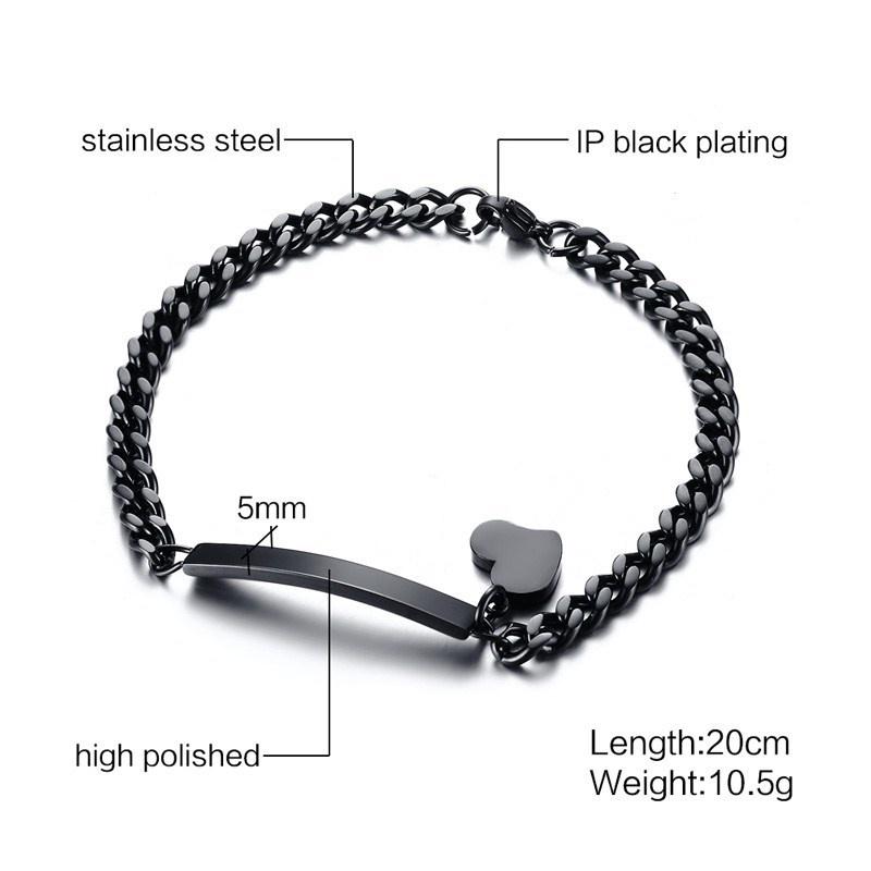 Elegant Personalized ID Bar Bracelets for Women 5mm Thin Stainless Steel Link Chain Custom Quotes BFF Bracelet Gift Jewelry