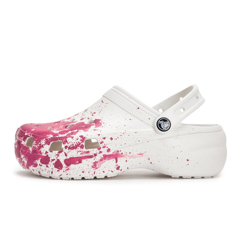 Crocs Classic clog 811 made peach live special shoe box fluid ink splash hole shoes women's white powder