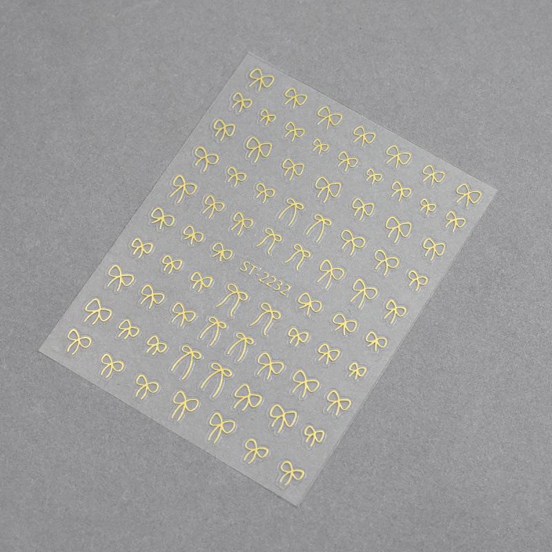 

3D Bowknot Nail Stickers: Black, White, Gold, Silver, Red Self-Adhesive Decals