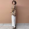 Summer Women's Floral Silk Shirt  Loose V-neck Plus-size Blouse