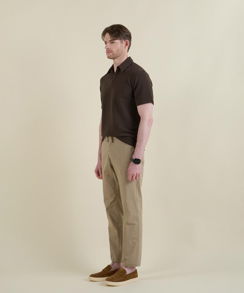 PANICALE Beige Poplin Elastic Waist Slim Fit Chino Pants