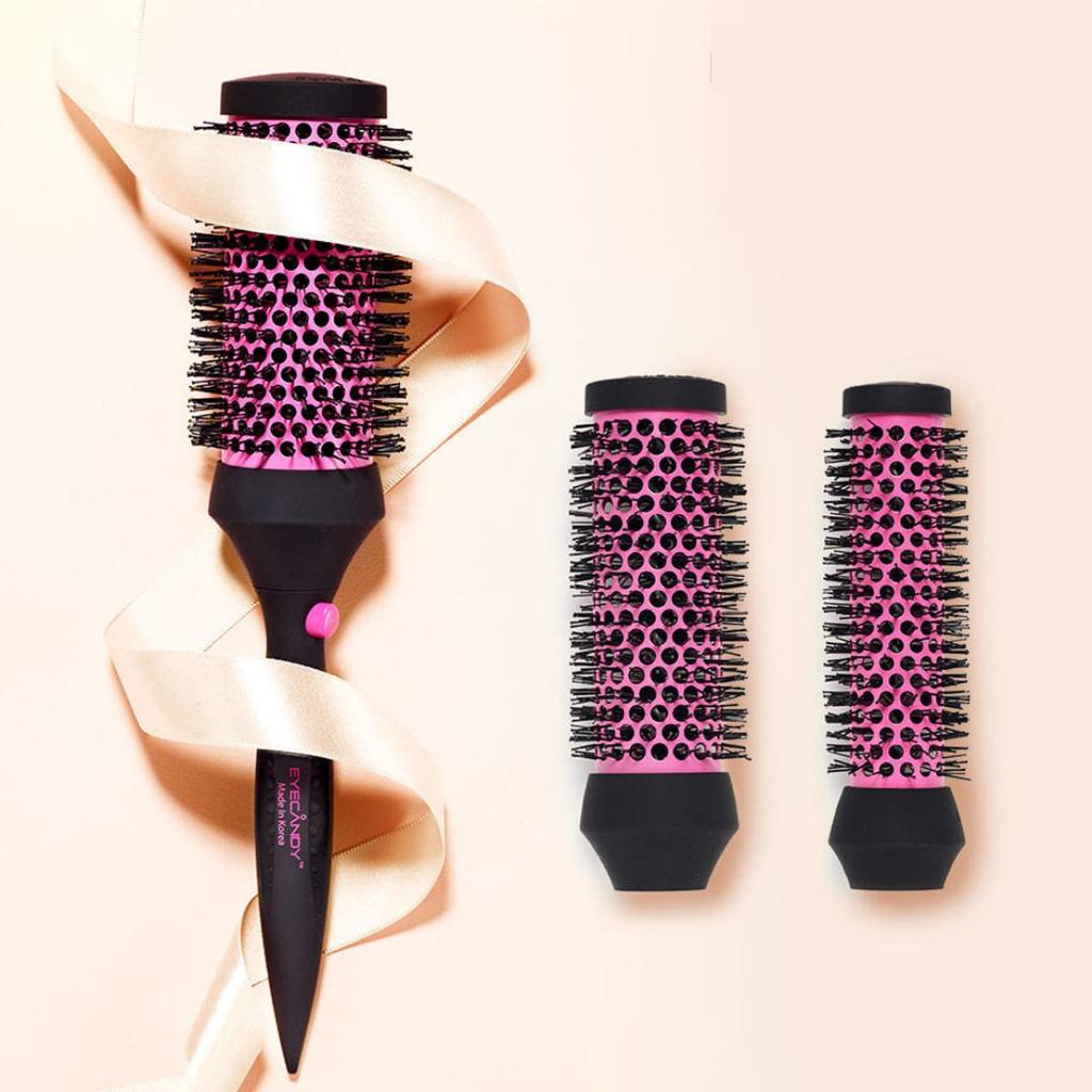 I Can Candy Ceramic Hot Curling Brush Set (Detachable Dryer, Jumbo Roller Brush, Perm Wave Curl Styling)