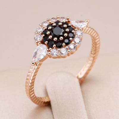 Unique Full Natural Zircon Big Ring Women  Rose Gold Color Vintage Wedding Accessories High Quality Fine Daily Jewelry