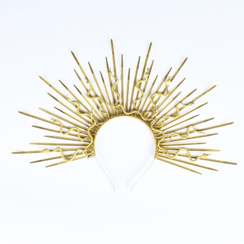 Punk Snake Headband Artistic Spiked Hair Hoop Gothic Rock Headwear for Cosplay Unisex Rock Spiked Headwear Accessory