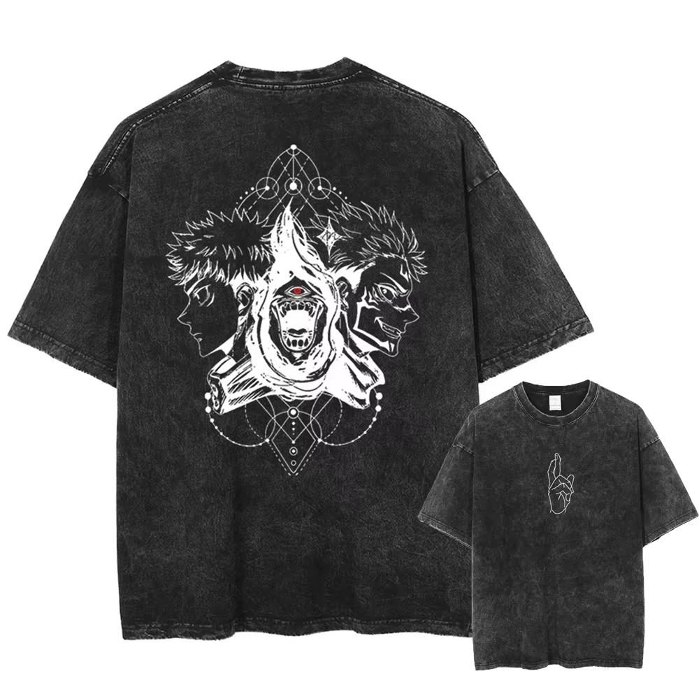 Jujutsu Kaisen Manga Tshirt Zenin Maki Graphic Print T Shirt Men Women Clothes Short Sleeve Tees Washed Oversized Cotton Tshirt