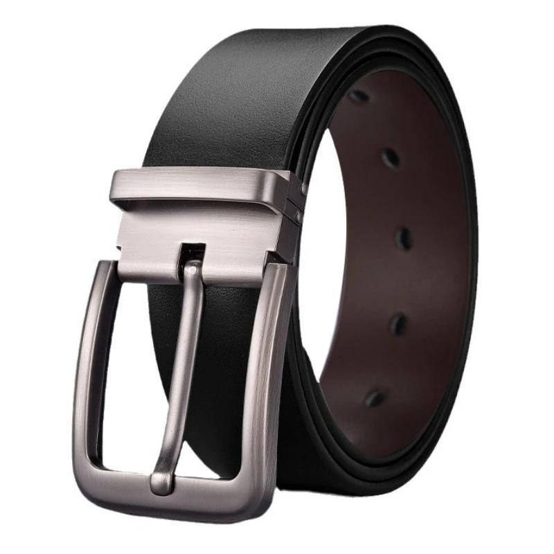 Adult Luxury Brand Jeans Business Waist Male Strap Brand Fashion Metal Alloy Pin Buckle 120 130 140cm Leather Cowhide Men's Belt