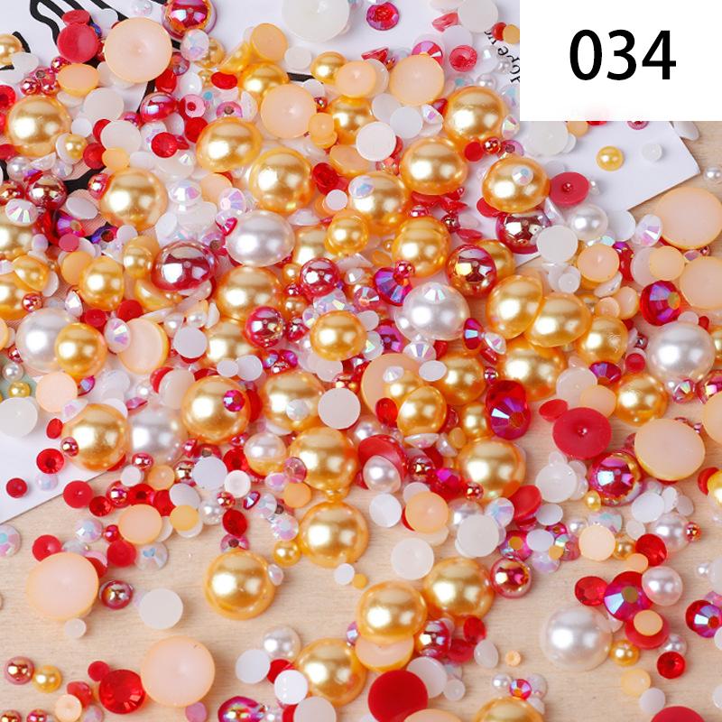 Yantuo 1000g Mixed Packaging Flat Back Pearls Resin Rhinestone Jelly Rhinestones Bulk Abs Loose Pearl for DIY Decoration