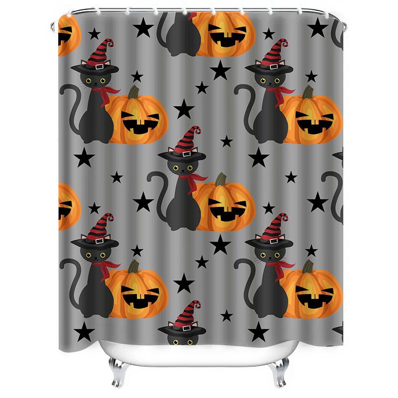 1Pchalloween Pumpkin Bat Curtain For Bathroom Kids Baby Girls Room Decoration Shower Curtain