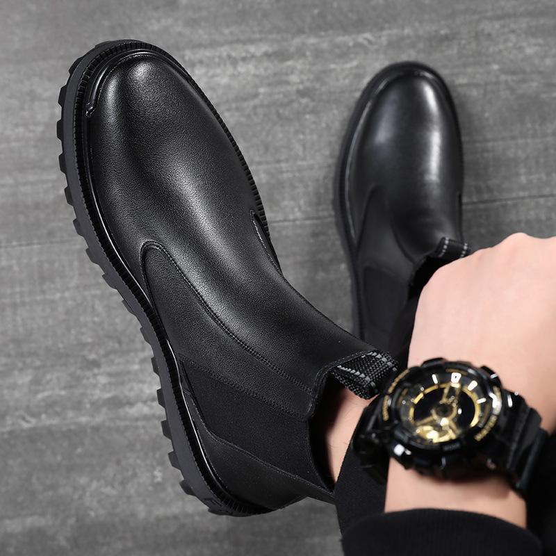 Mode Herren Casual Echtleder Stiefel Herbst Winter Schuhe Party Nachtclub Kleider Cowboy Plateau Stiefel Handsome Knöchel Chelsea Stiefel