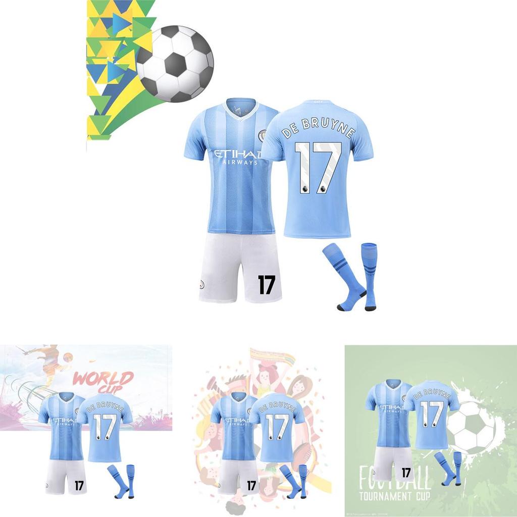 Authentic Manchester City Home Jersey Harland 9 De Bruyne 17 Adult Kids Set