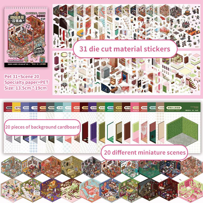 DIY 3D Stickers Landscape Stickers Collection Book Album Cartoon Scene Christmas Toy Game Festival Birthday Gift For Kid Child