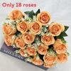 18 Heads Artificial Rose Flower Cluster For Hotel Lobby And Wedding Celebration