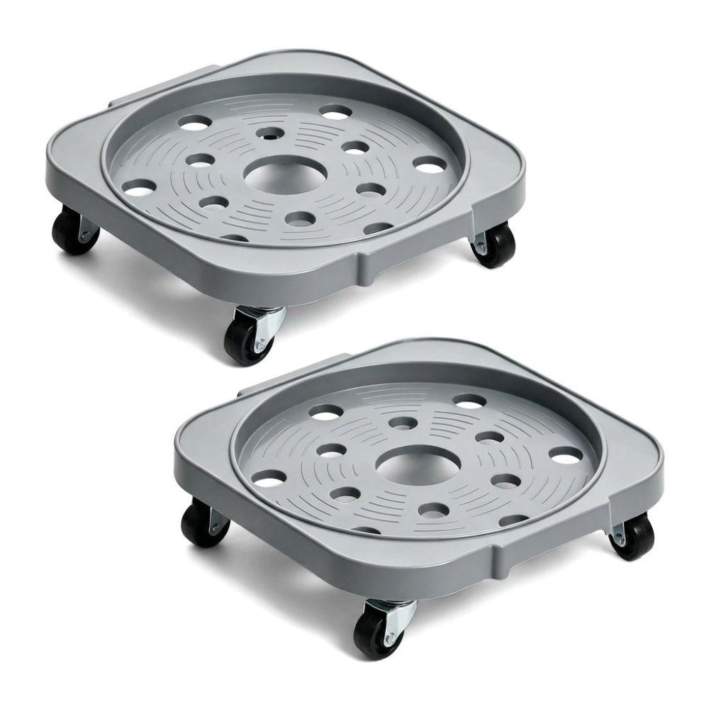 2PCS Heavy Duty Plant Roller Base Grey Movable Tray Durable Rolling Plant Caddy
