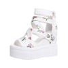 Summer New Roman Sandals Women's High-heeled Floral Lace-up Wedge-heeled Fish-mouth Thick Soles Women's Shoes Zipper