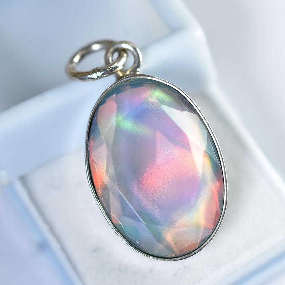 Natural Opal Pendant 24.45 ct Australian Oval 925 Sterling Silver October Birthday Birthstone