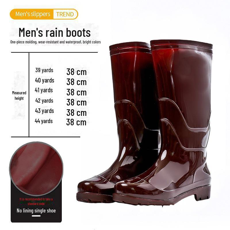 Free Shipping: Men's High-Top Rain Boots, Warm Mesh, Non-Slip, Wear-Resistant, Construction-Grade, Long Tube Rubber Water Shoes.