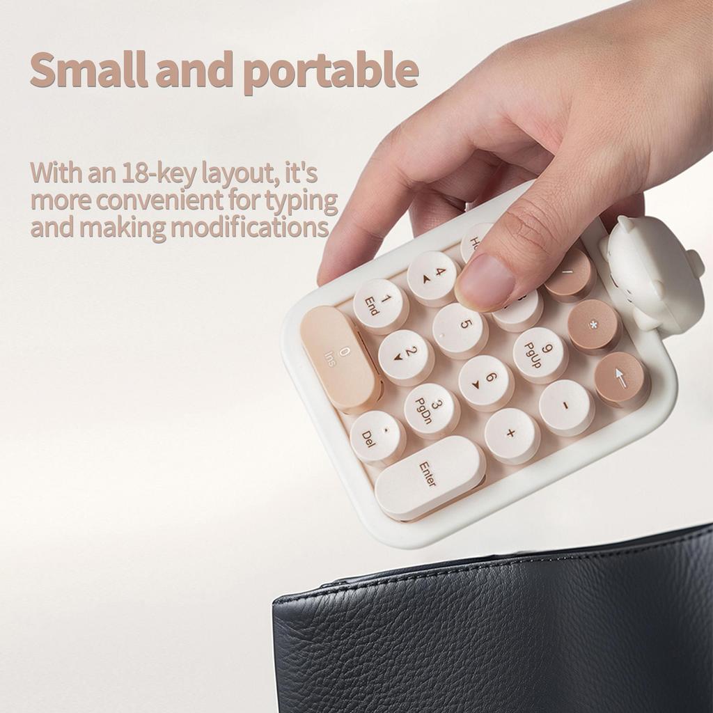 Mofii Tragbare 2,4G Plug-and-Play-Funktastatur mit 18 Tasten, süße Bären-Funktastaturen für PC/Laptop
