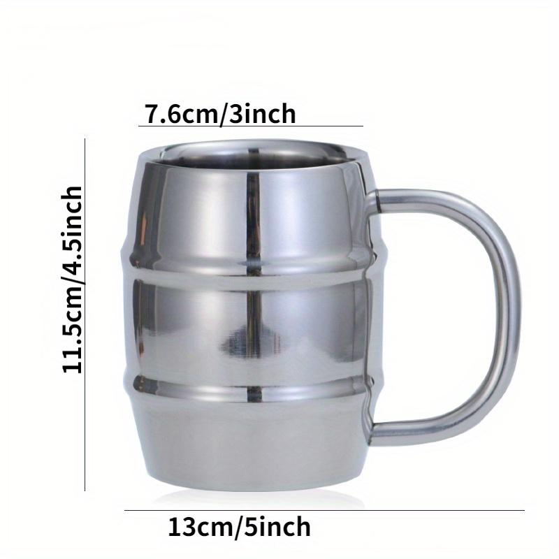 

400ml Double Stainless Steel Beer Cup Outdoor Camping Western Coffee Cup with Handle Insulated Portable Water Cup Mugs Utensils. Light Grey
