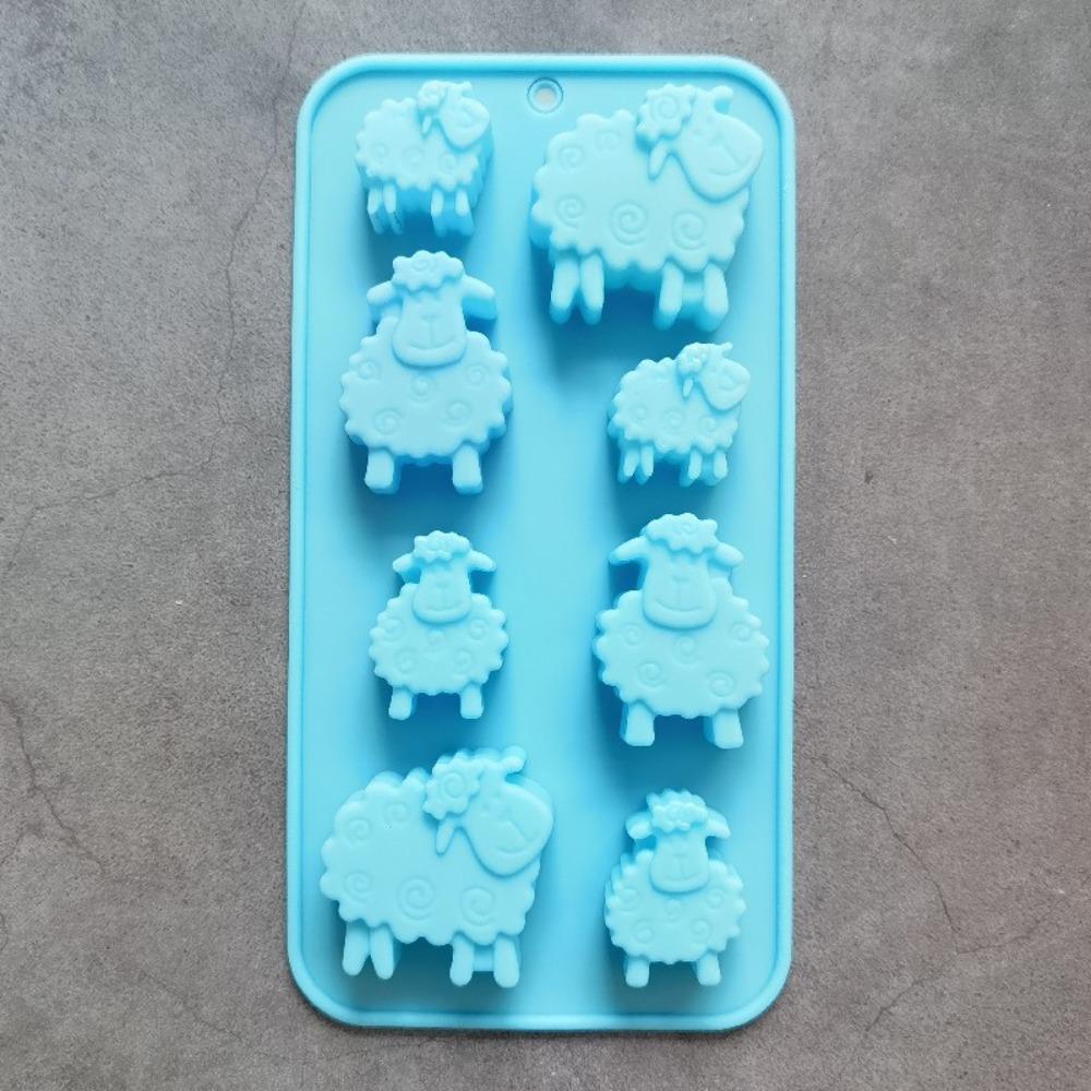 8 Hole Little Sheep Chocolate Baking Mold Cute Animal Candy Biscuit Fudge Silicone Mold Cake Decor Drink Ice Tray Kitchen Tool