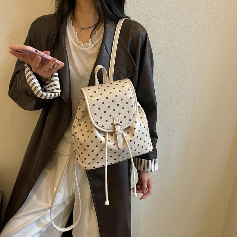 Schoolbag Premium Sense Backpack Women's Travel Light Commuter Backpack 1011 New Summer Polka Dot Fashion College Student School Bag