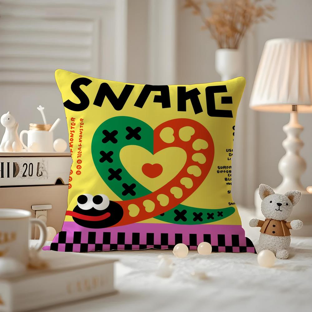 Chinese Zodiac Print Cushion Cover Anti-dustmite Pillowcase Invisible Zipper Silky Short Plush Sofa Cushion Cover