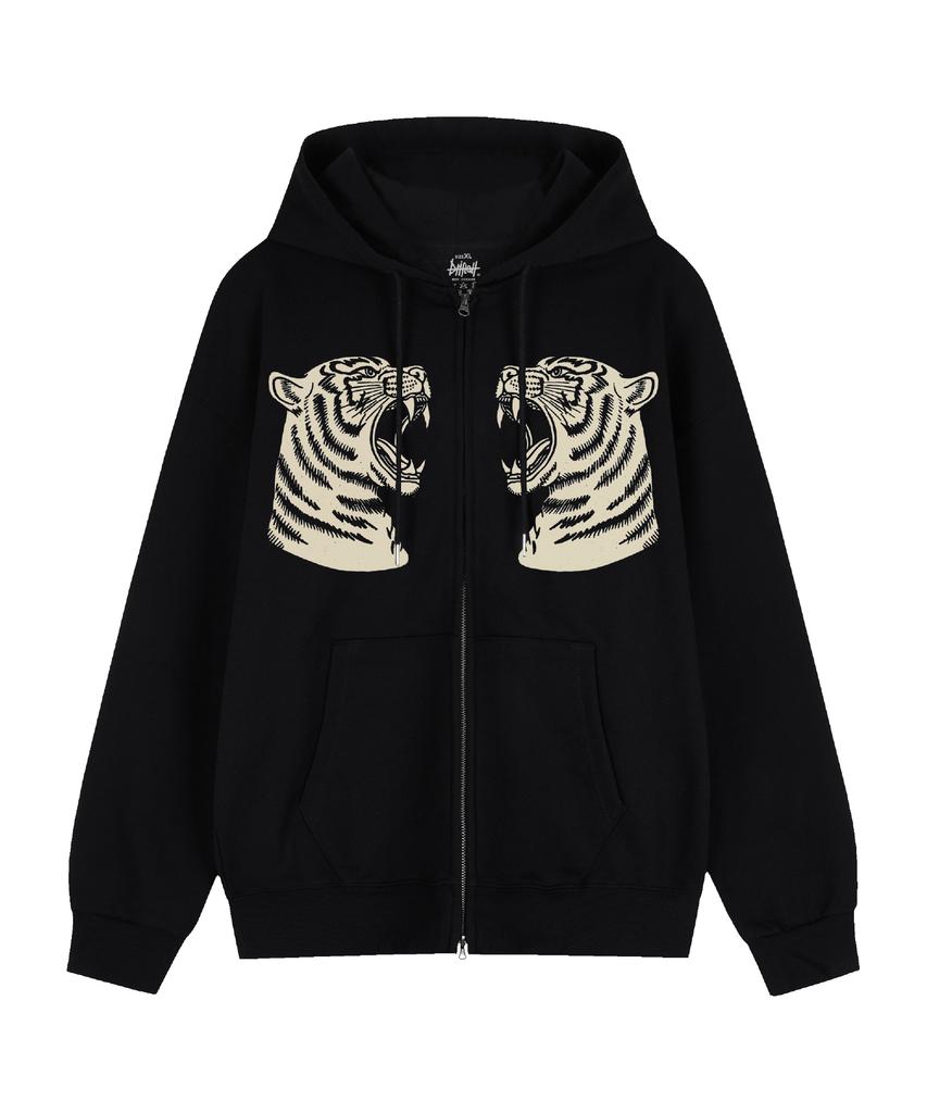 Driftout Çift Delikli Kaplanlar 2 Yönlü Fermuarlı Kapüşonlu Sweatshirt (2 renk)