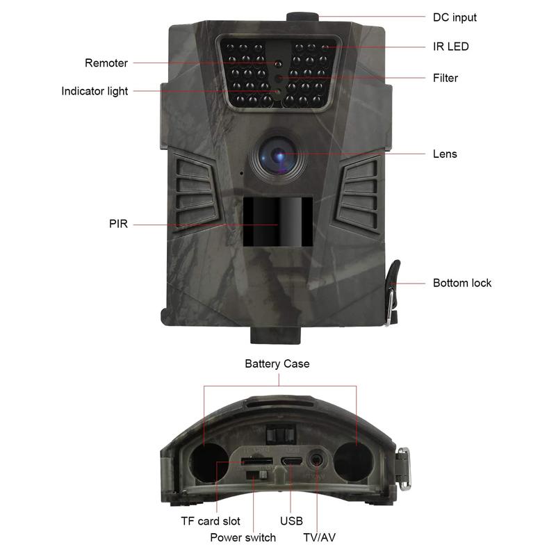 Trail Camera 12mp 1080p Wildlife Scouting Hunting Camera Night Vision Wildlife Trap Game Digital Surveillance Waterproof Ip65