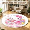 Hello Kitty Personalized Round Rug Support Custom Name, Soft Home Decor Mat